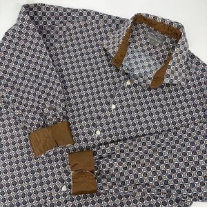Paulo Solari Button Up Shirt Mens 2XLT Performance Stretch Medallion Modern Fit